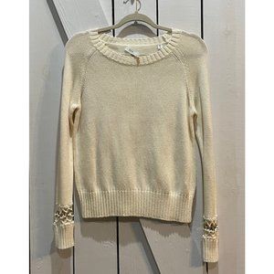 A.L.C cream knit sweater gold detailing small